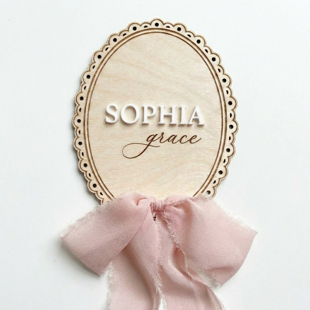 Personalized Wooden Baby Name Plaque – Layered Custom Nursery Name Sign