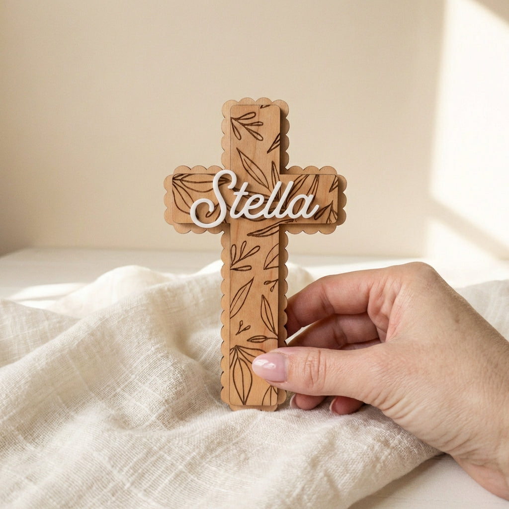 Personalized Wooden Cross | Baptism Gift | Easter Keepsake