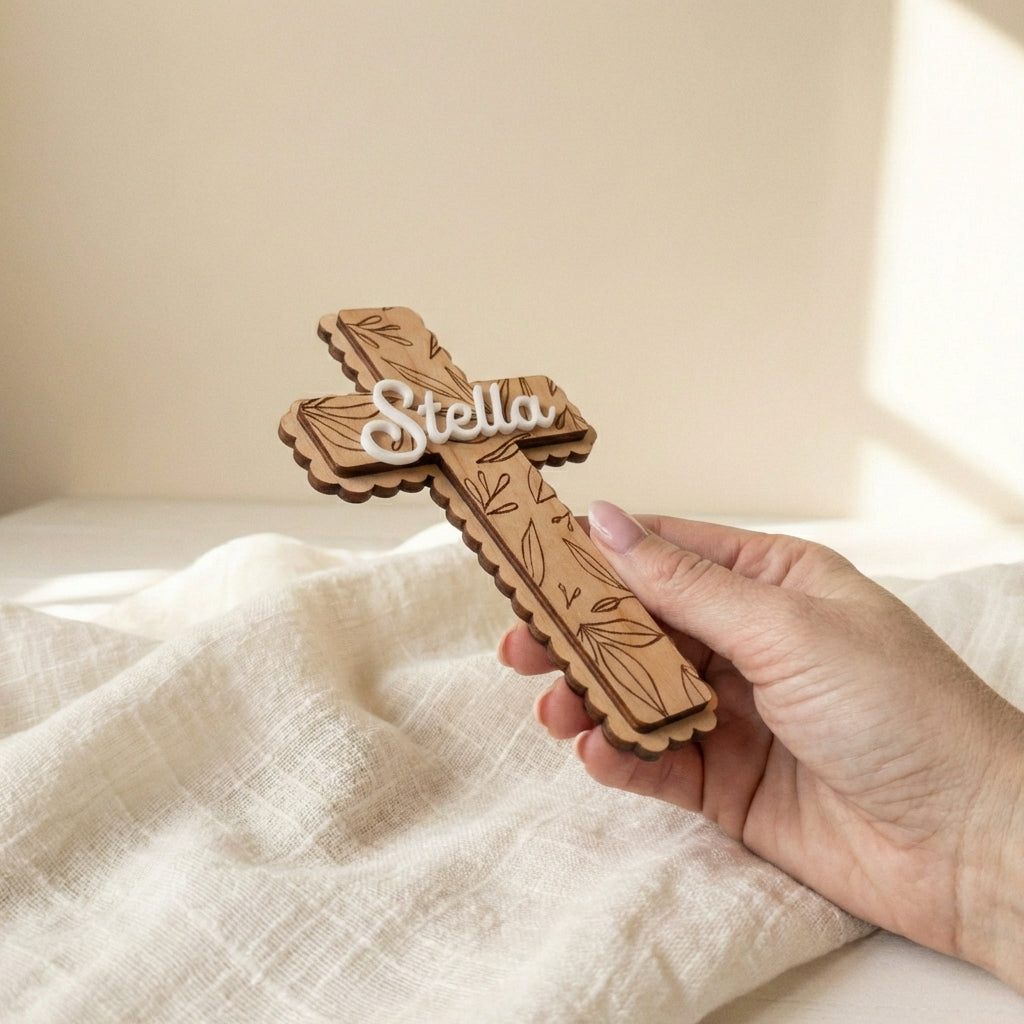 Personalized Wooden Cross | Baptism Gift | Easter Keepsake