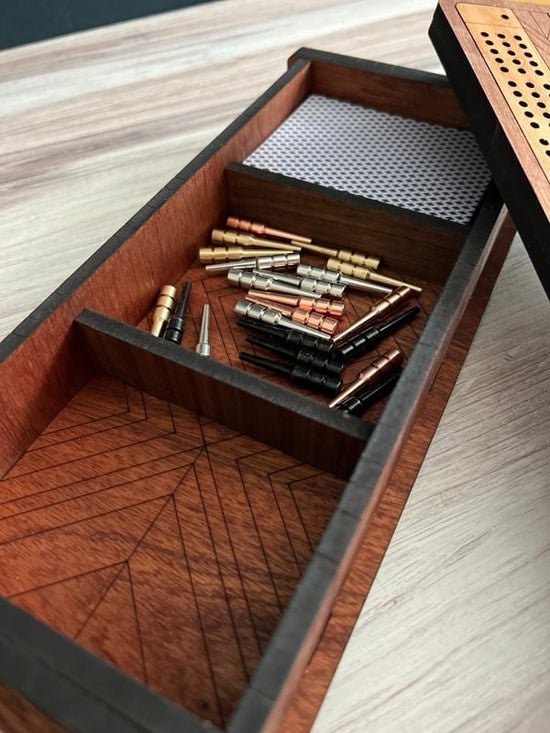 Personalized Hardwood Cribbage Board | Handmade Heirloom Game with Peg Storage
