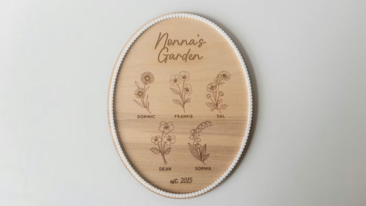 Personalized Birth Flower Garden Sign – Custom Wooden Keepsake for Grandma, Nana & Mom