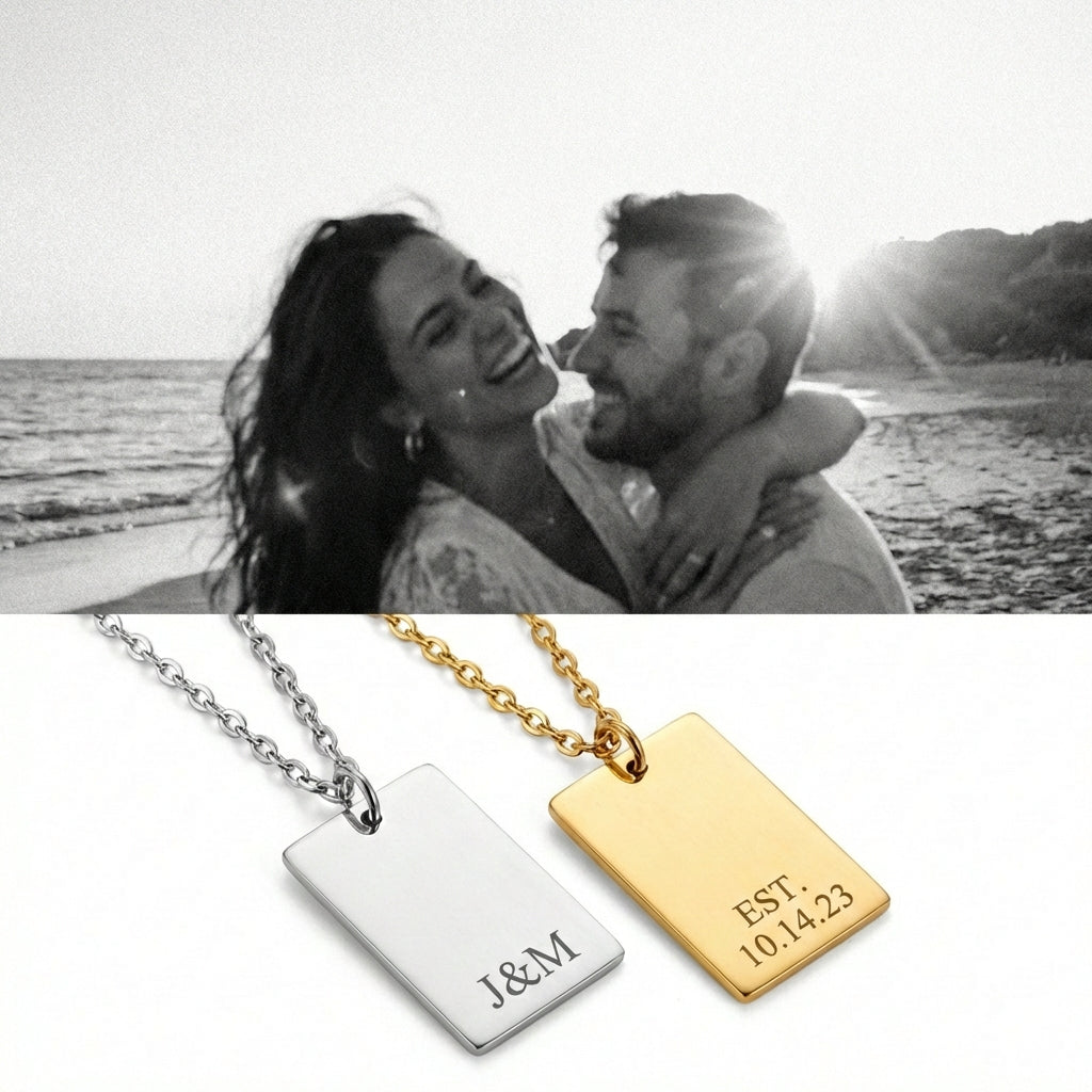 Wide Rectangle Pendant Necklace