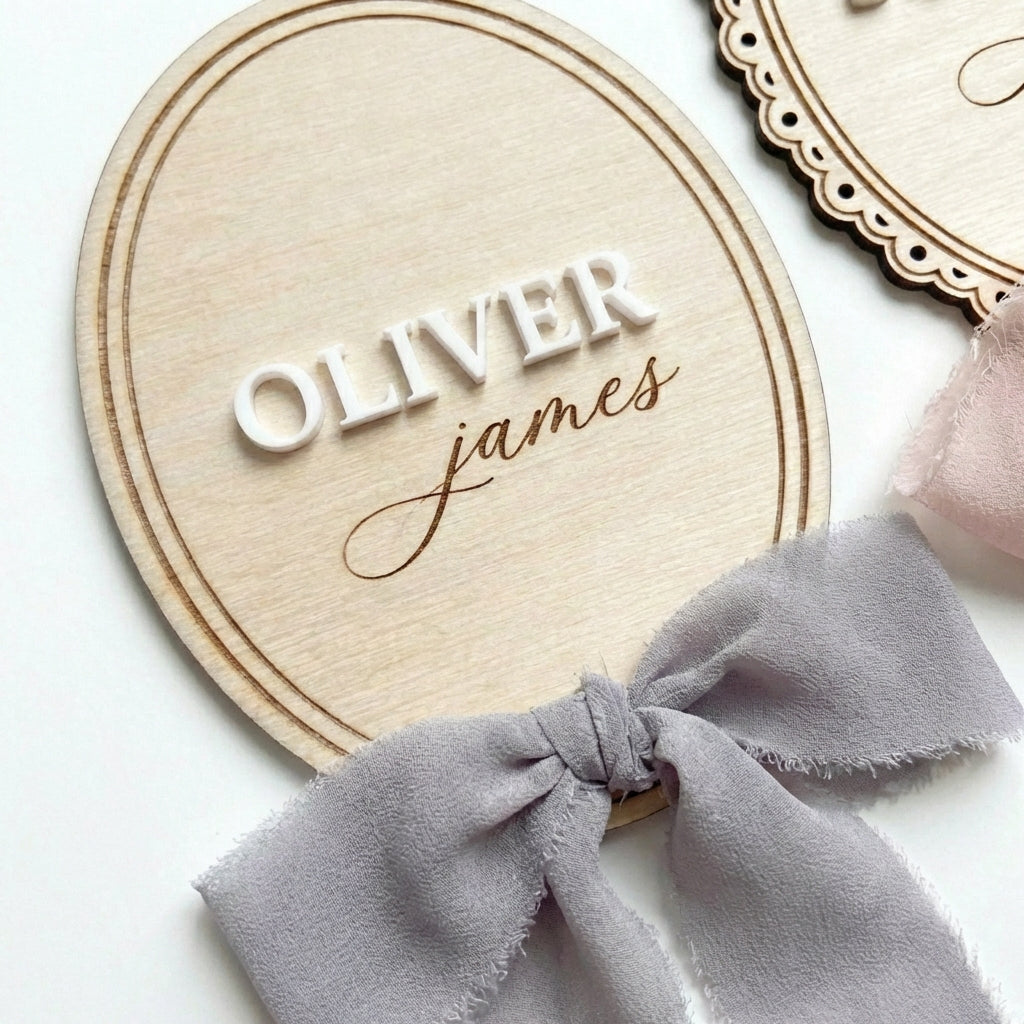Personalized Wooden Baby Name Plaque – Layered Custom Nursery Name Sign