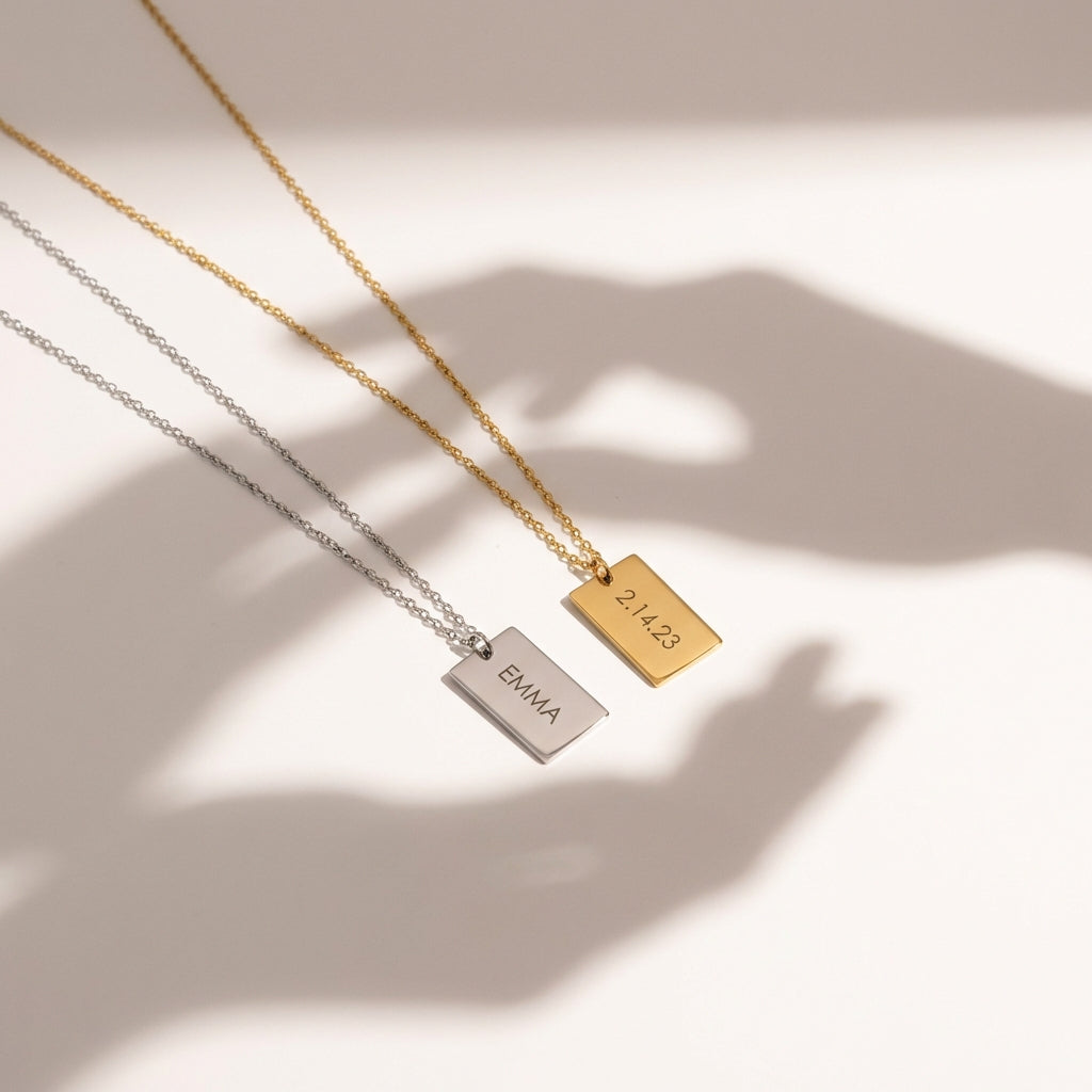 Wide Rectangle Pendant Necklace