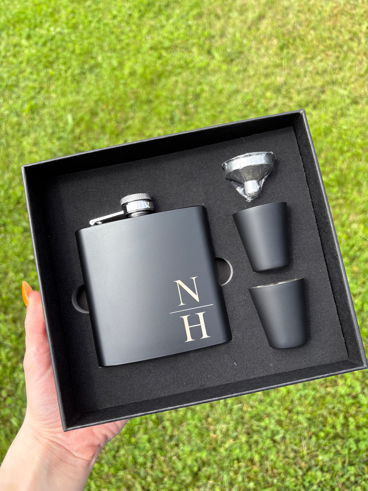Personalized Stainless Steel Hip Flask Gift Box Set