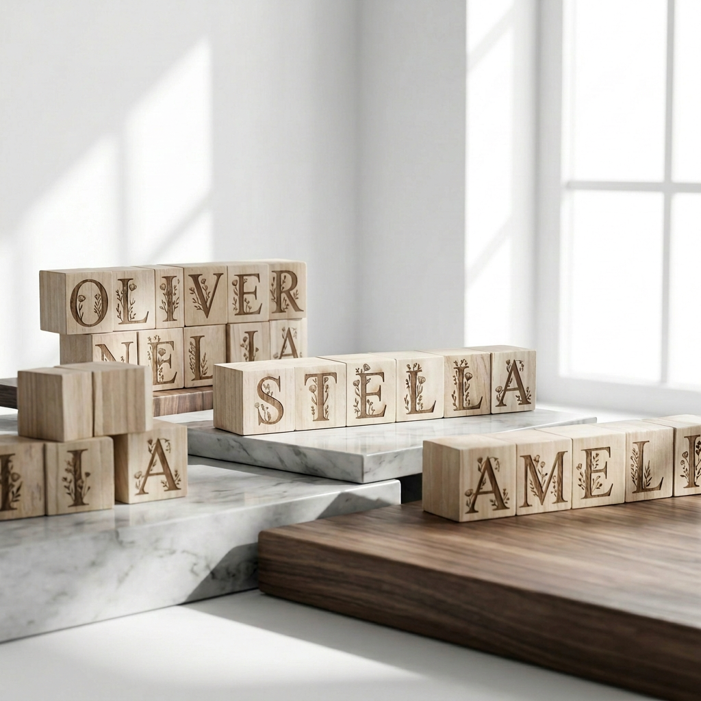 Personalized Wooden Name Blocks | Floral Nursery Name Blocks | Baby Shower Gift