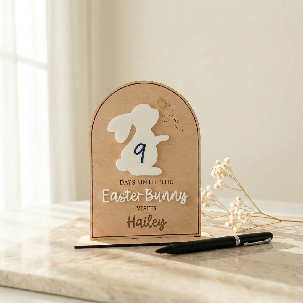Days Until the Easter Bunny Visits – Personalized Countdown Sign