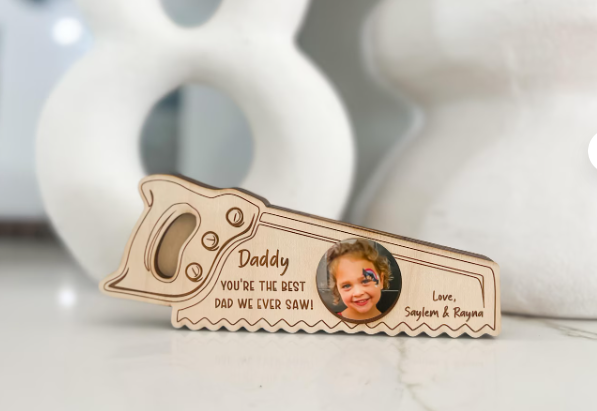 Personalized Hand Saw Photo Frame – "You're the Best Dad We Ever Saw" Father's Day Gift