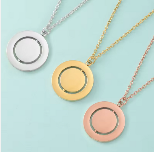Personalized Rotating Circle Necklace | Custom Engraved Spinner Pendant