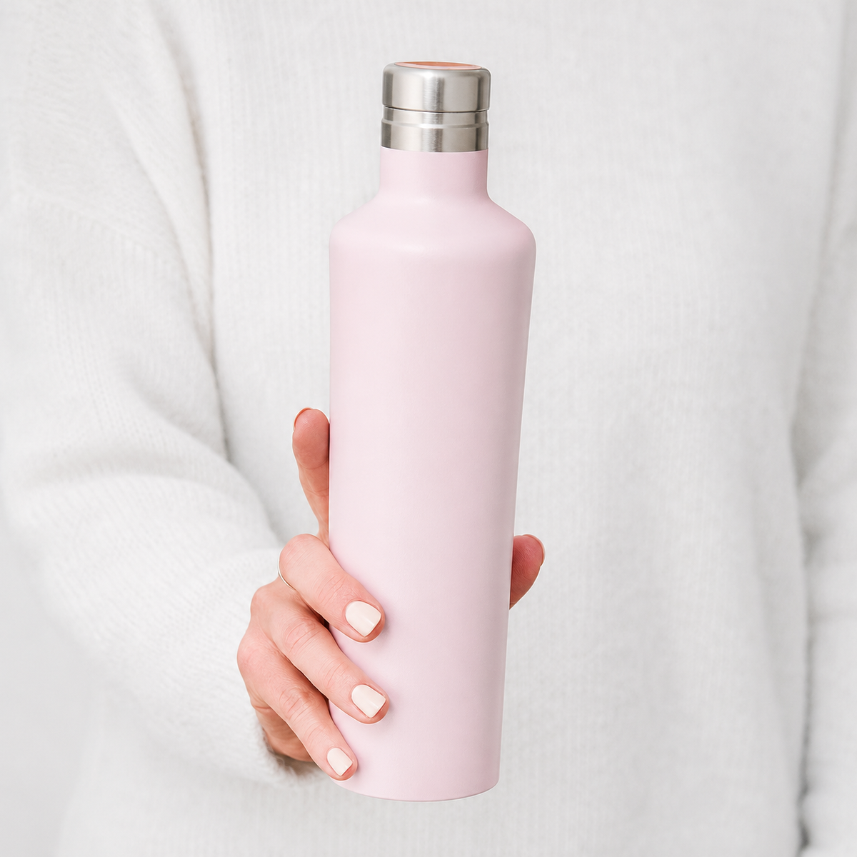 Personalized pink 17 oz stainless steel water bottle with custom laser engraving