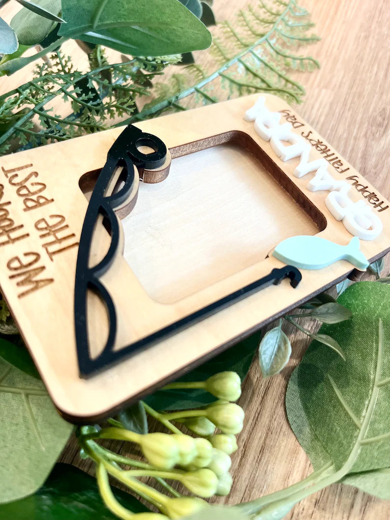 Personalized Fishing Photo Frame – "I Hooked the Best Daddy" Father's Day Keepsake