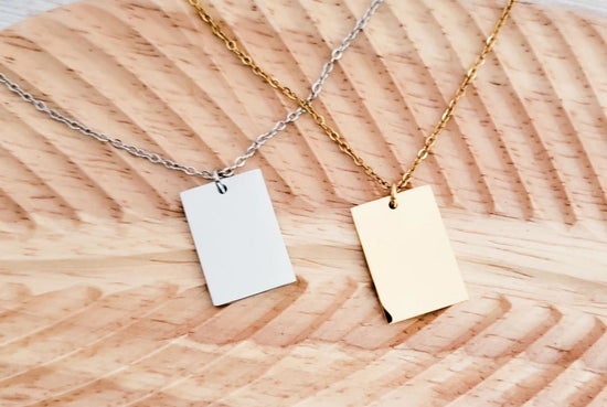 Wide Rectangle Pendant Necklace