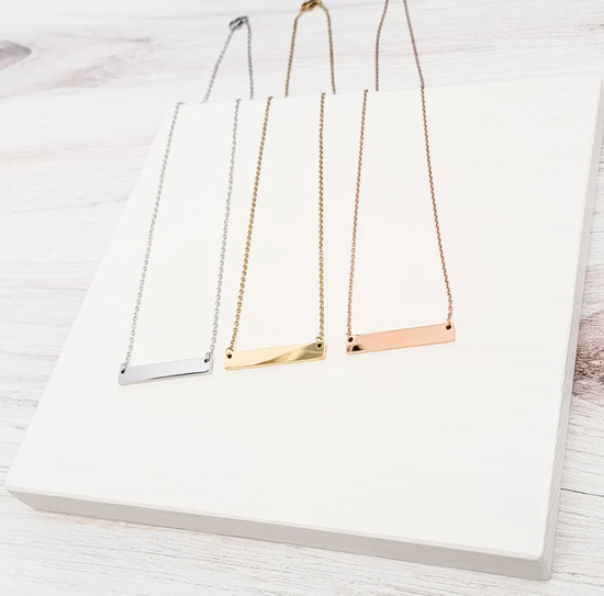 Personalized Bar Necklace with Custom Engraving